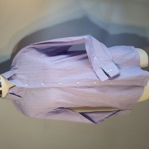 VAN HEUSEN FITTED DRESS SHIRT 15 32/33 PURPLE WHITE STRIPE